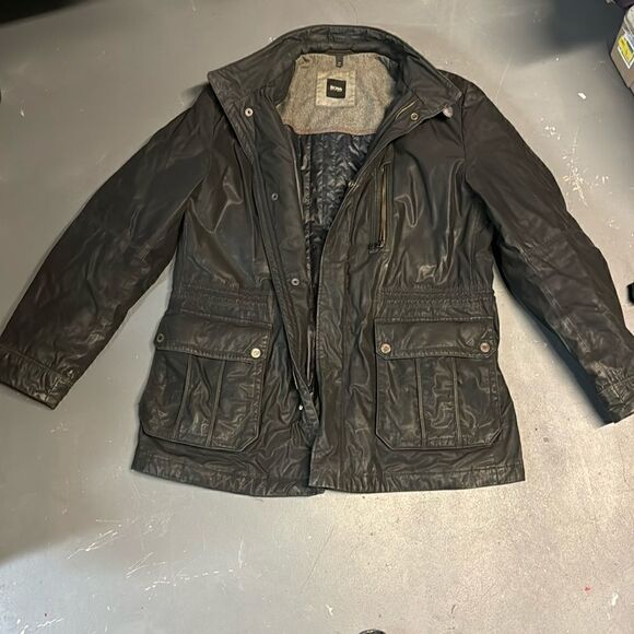 Size Large Men’s Leather Black Lable Hugo Boss Jacket - Picture 1 of 7